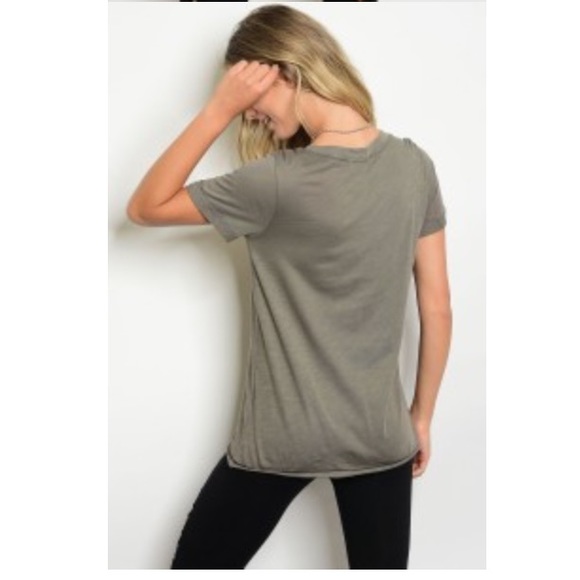 Olive V-neck top - Picture 2 of 5